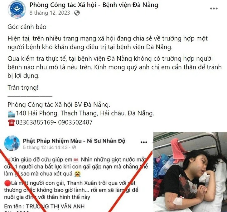 Đà Nẵng: Cảnh báo về bài đăng giả mạo về việc giúp đỡ bệnh nhân nghèo
