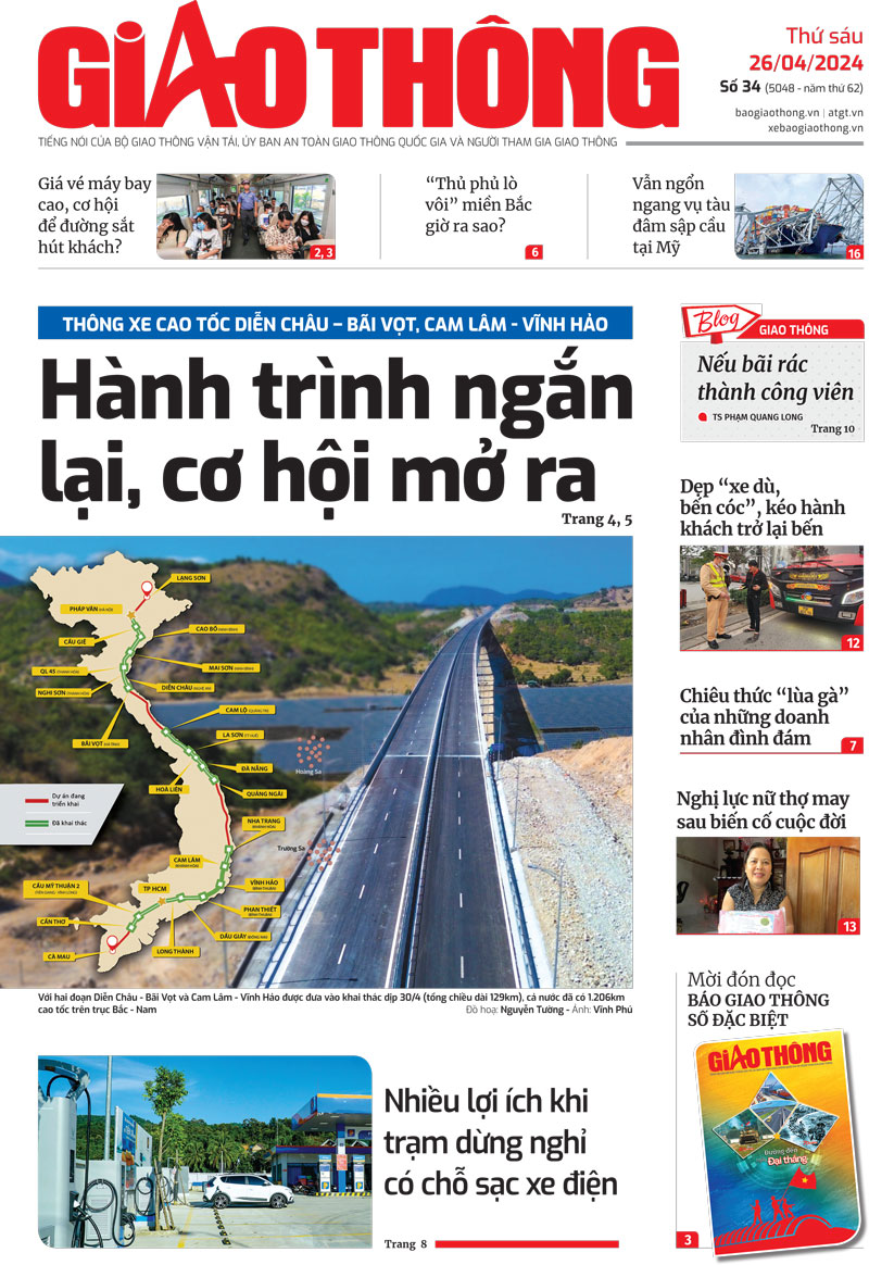 Trang nhất Báo Giao thông số 34 ra ngày 26/4/2024. Trang nhất Báo Giao thông số 34 ra ngày 26/4/2024.
